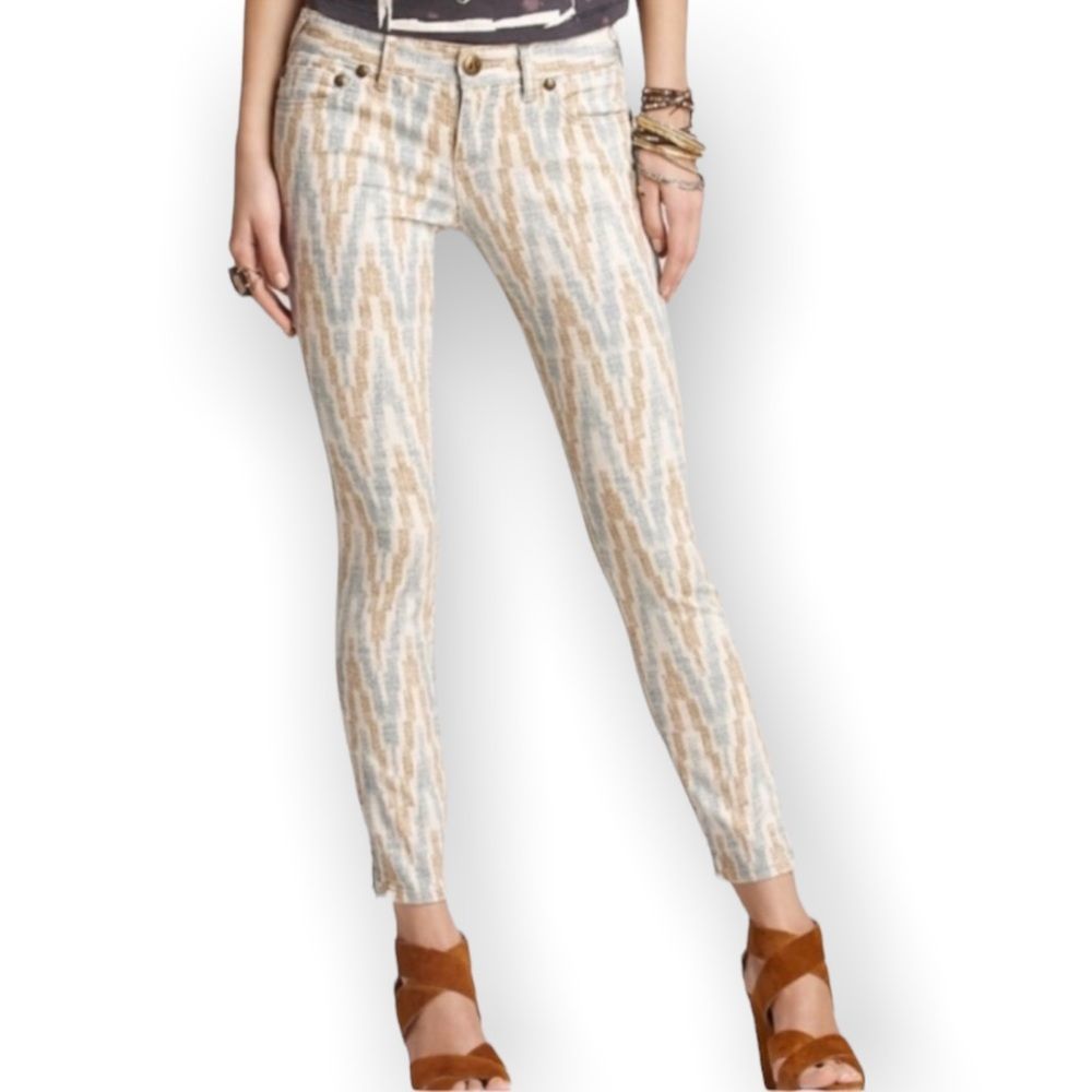 FREE PEOPLE Ikat Ankle Zip Skinny Jeans